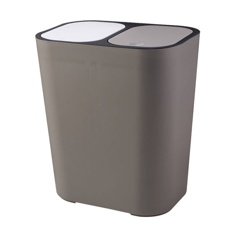 Double Recycling Trash Bin Storage Box Container Rectangle Plastic Push Button Dual Compartment For Kitchen Office Home - Image 4