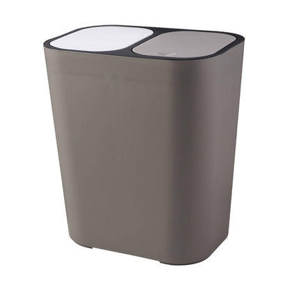Double Recycling Trash Bin Storage Box Container Rectangle Plastic Push Button Dual Compartment For Kitchen Office Home - Image 4