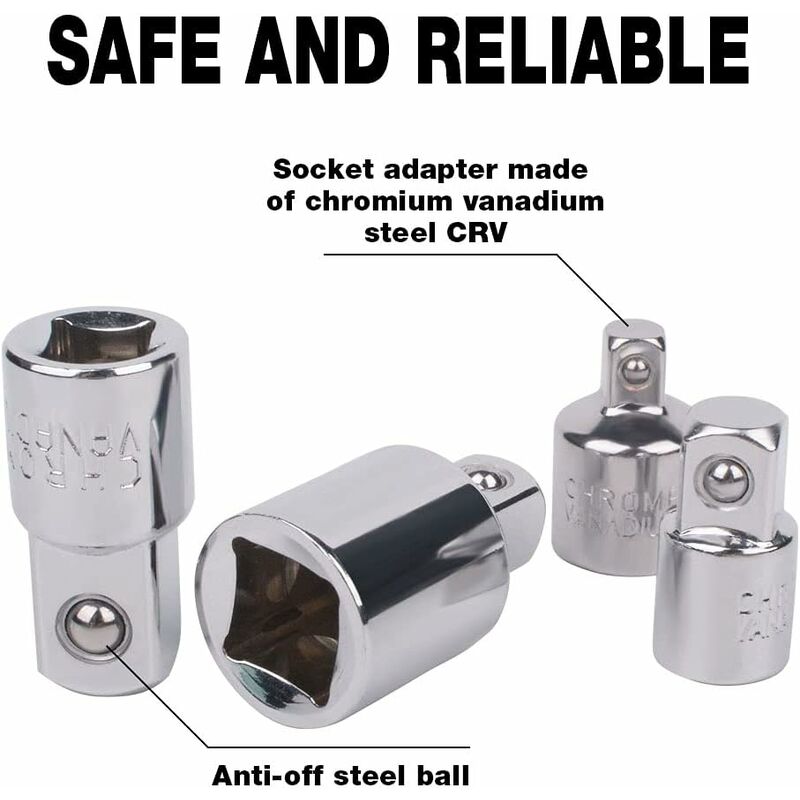 4 pcs Ratchet Adapter Socket Adapter Ratchet 1/2 To 3/8-3/8 To 1/2-1/4 To 3/8-3/8 To 1/4 Socket Reducer For Sockets And - Image 3