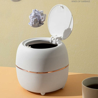 Mini Desktop Trash Can, Creative Plastic Desktop Trash Can With Button Lid For Home Office, Study, Bedroom, Kitchen