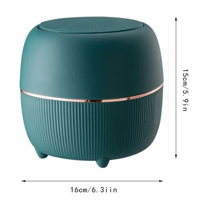 Mini Desktop Trash Can, Creative Plastic Desktop Trash Can With Button Lid For Home Office, Study, Bedroom, Kitchen - Image 2