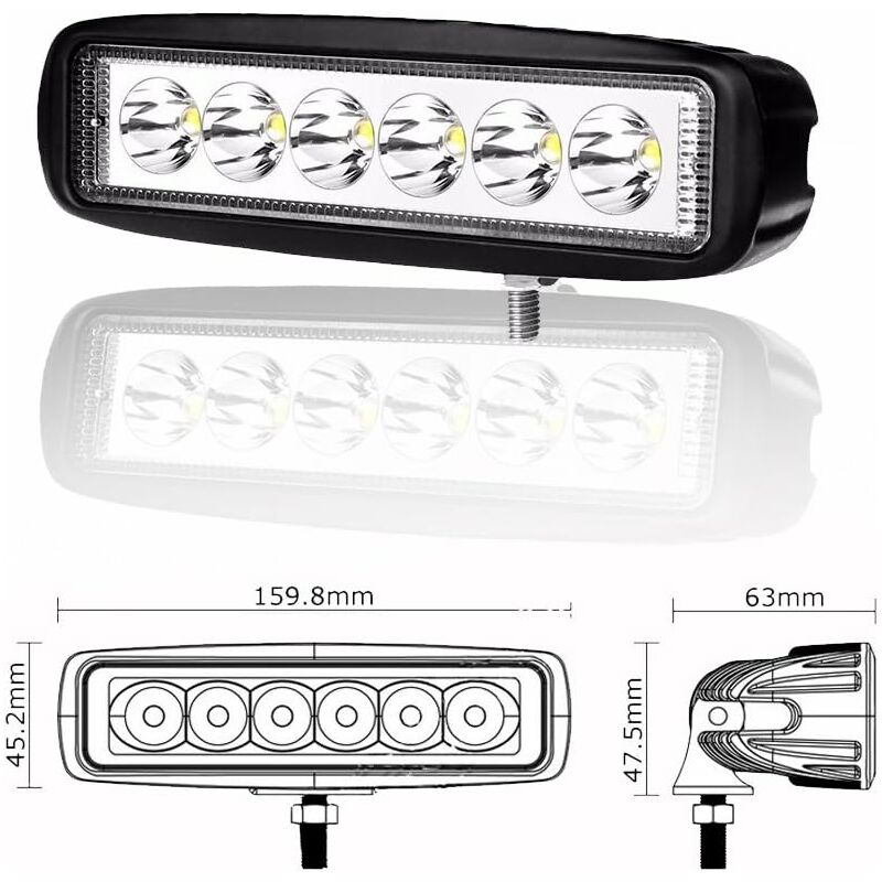 2 X 6" 18W LED Work Light Bar Spot Off ROad Truck Suv 4Wd Driving Fog Lamps(2X18 Fgb-Spot) - Image 4