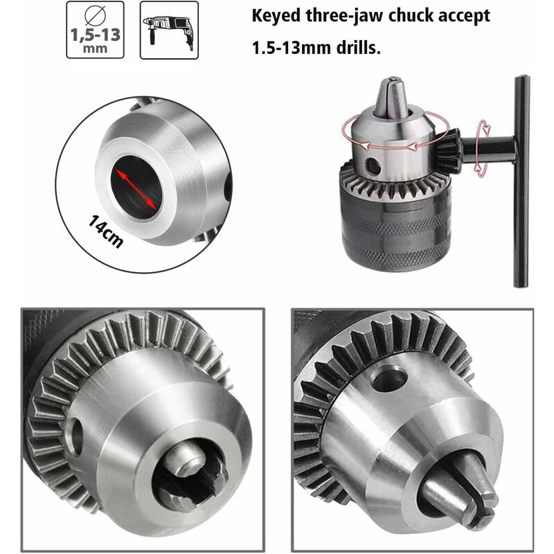 1.5-13Mm Drill Chuck 1/2-20 Unf With Sds Plus Adapter And Wrench Drill Chuck Quick Change Chuck With Key For Drilling - Image 2