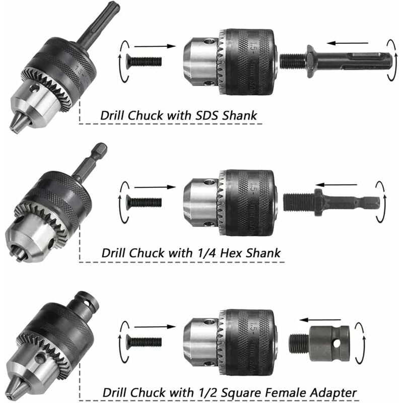 1.5-13Mm Drill Chuck 1/2-20 Unf With Sds Plus Adapter And Wrench Drill Chuck Quick Change Chuck With Key For Drilling - Image 4