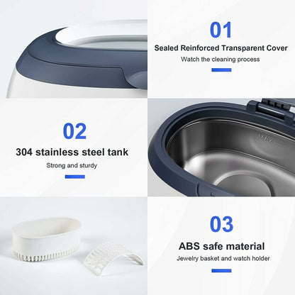 Ultrasonic Cleaner 600Ml Household Cleaning Device With Cleaning Basket And Automatic Holder For Cleaning - Image 3