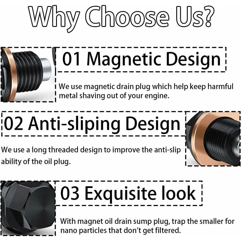 Oil Pan Screw, Universal Metal Anodized Magnetic Engine Oil Pan Nut Drain Plug Anti-Theft With Ring, Universal Oil Pan - Image 4