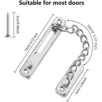 Security Door Chain Anti-Theft Door Lock Stainless Steel Door Chain Lock Sliding Door Restrictor With 4 Screws For - Image 4