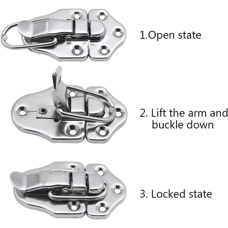 8 Toggle Clasp Latches Toggle Lock Lever Clasp For Jewelry Box Gift Boxes Toolbox Suitcase And Chest - Silver - Image 4