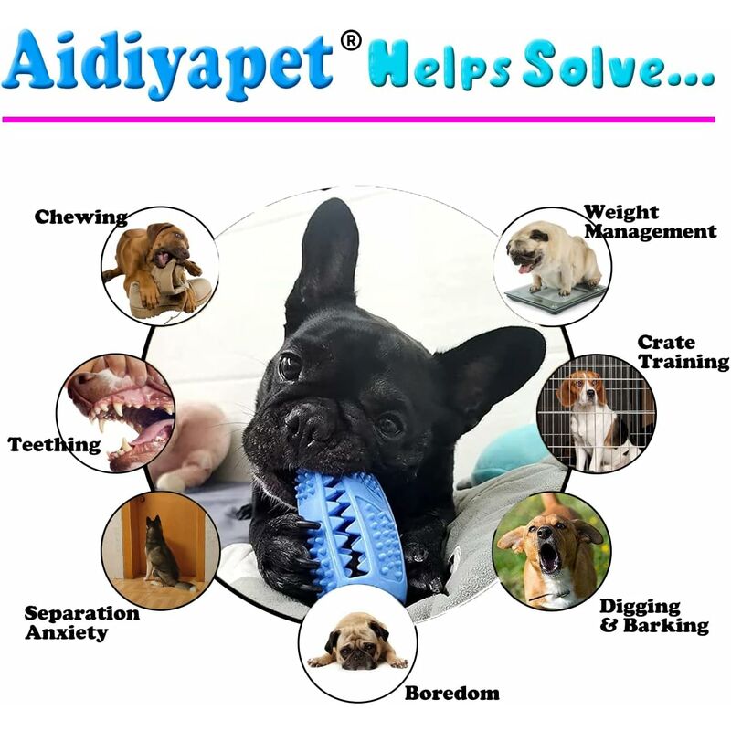 Dog Chew Toy, Educational Dog Toy, Heavy Duty Rubber, Blue - Biting, Chasing And Fetching Toy - For Medium Dogs And - Image 3