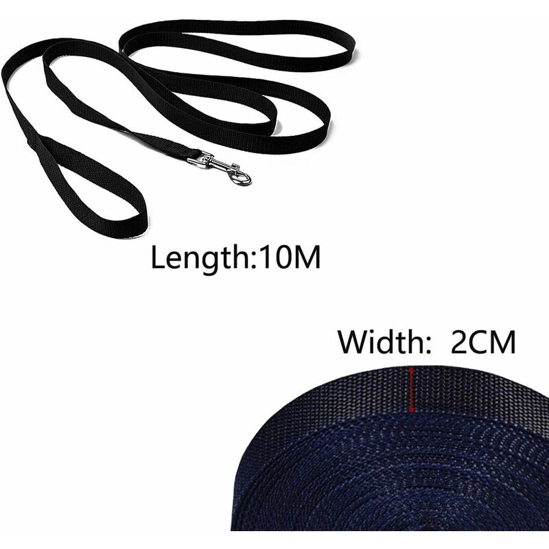 Dog Leash 5M/ 10M / 15M Black, Dog Training Leash, Long Leash For Small To Large Dogs - Image 2