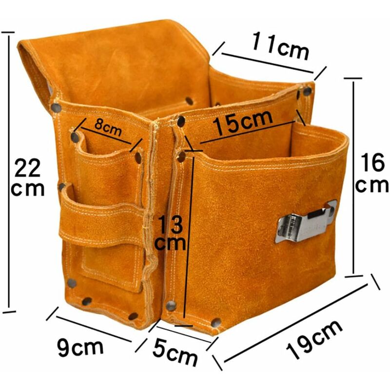 Multifunctional Tool Pouch Belt Tool Bag Thickened Tool Waist Bag Durable Cowhide Hardware Tool Storage - Image 2