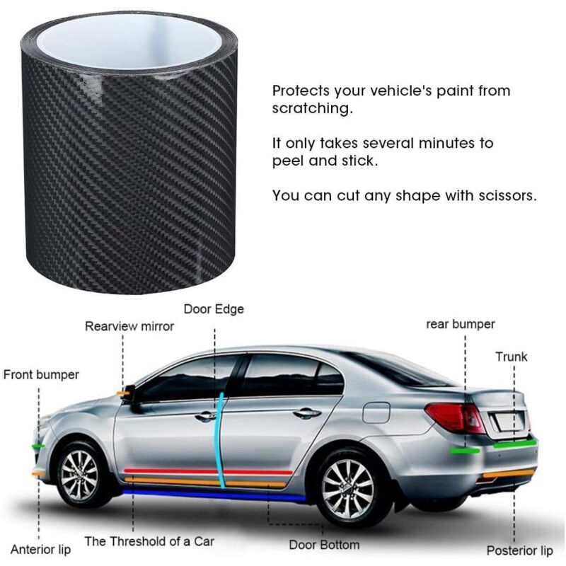 Anti-Scratch Carbon Fiber Strips Carbon Fiber Protective Film Dry Carbon Fiber Detailing Vinyl Wrap Strip Car Door Edge - Image 4
