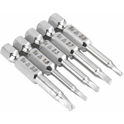 5 pcs Magnetic Triangle Head Screwdriver Bits Set S2 Steel 1.8Mm, 2Mm, 2.3Mm, 2.7Mm, 3Mm, 6.35Mm Hex Shank, 50Mm Length
