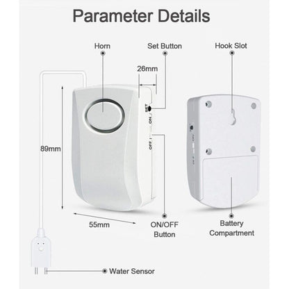 Water Leak Alarm 130Db, 95Cm Long Cable With Sensor, Home Security Water Leak Detection Alarm, Battery Included - Image 2