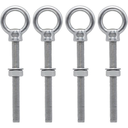 Eye Bolts M10 X 100Mm Stainless Steel Metric Thread M10 Eye Bolts For Fixing And Hanging, 4 pcs