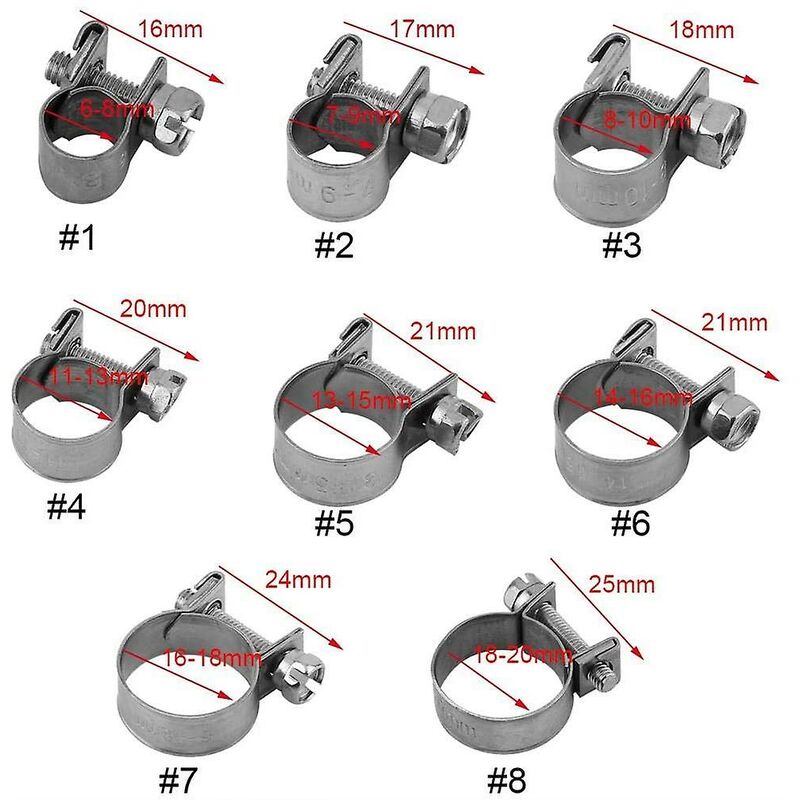 10 pcs Heavy Duty Stainless Steel Fuel Hose Clamps 6Mm-20Mm Optional Size For Plumbing (13-15Mm) - Image 2