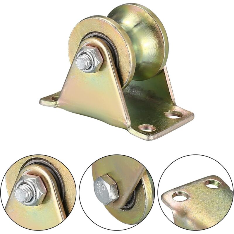 4 pcs Lifting Pulley, U-Groove Caster, Lifting Caster, Groove Wheel Cable Pulleys For ROpes Rail Gate Sliding (U-Groove - Image 2