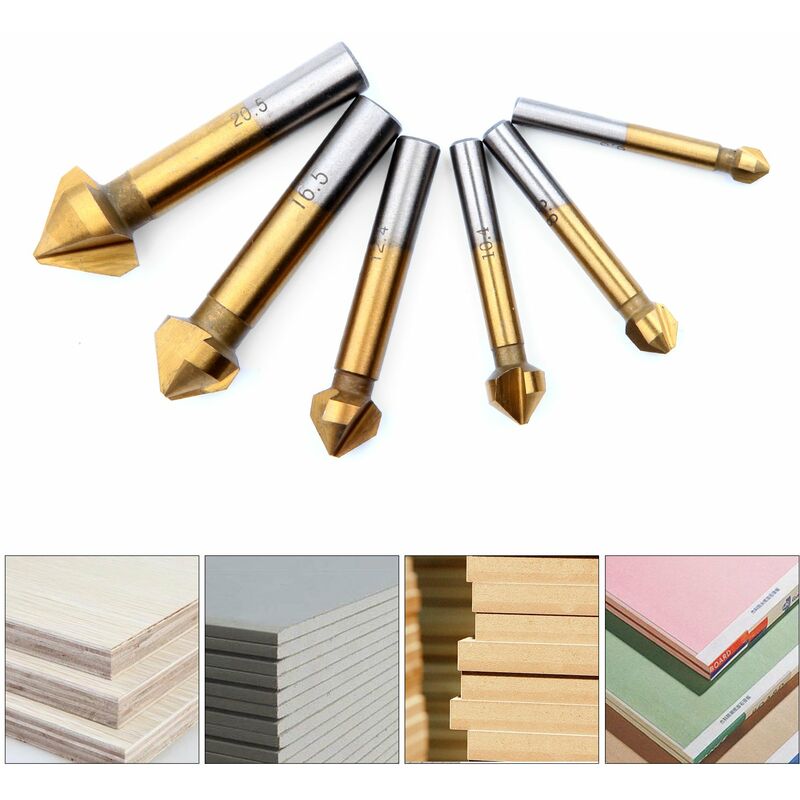 Countersink Metal Wood, Titanium Drill Bit Metal Chamfer Hss 90 Degree 6.3Mm, 8.3Mm, 10.4Mm, 12.4Mm, 16.5Mm, 20.5Mm - Image 2