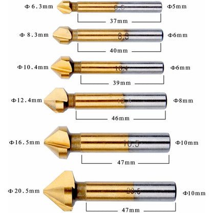 Countersink Metal Wood, Titanium Drill Bit Metal Chamfer Hss 90 Degree 6.3Mm, 8.3Mm, 10.4Mm, 12.4Mm, 16.5Mm, 20.5Mm - Image 3