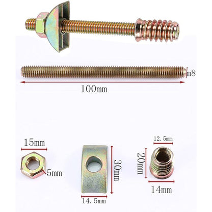 4 pcs M8 X 100Mm 4 In 1 Furniture Connectors Half Moon Furniture Connectors Spacer Washers For Table Bed Assembly Bolts - Image 2