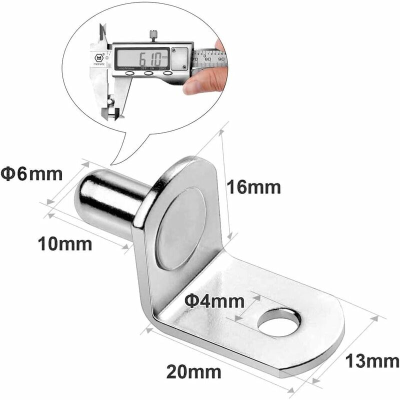50 pcs 6Mm Nickel Plated Metal Shelf Support Pegs L Shape Corner Brace Bracket For Wood Or Glass Shelf For Furniture - Image 2