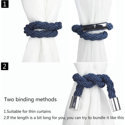 Magnetic Curtain Tiebacks, 2 Pack Modern Simplicity Curtain ROpe Tiebacks With Strong Magnet, Braided ROpe Curtain - Image 2
