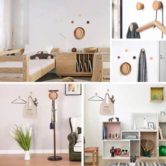 Wooden Wall Hook ROund Coat Rack, 5 Pieces Natural Wood Coat Hook Vintage Decorative Natural Wood Branch Decorative - Image 2