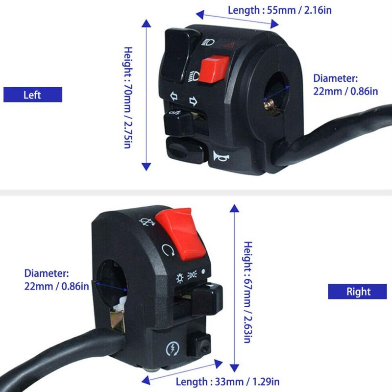 1 Pair Motorcycle Switch Handlebar Controller Switch Motorbike Horn Turn Signal Start Switch Button - Image 2