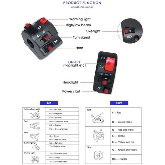 1 Pair Motorcycle Switch Handlebar Controller Switch Motorbike Horn Turn Signal Start Switch Button - Image 3