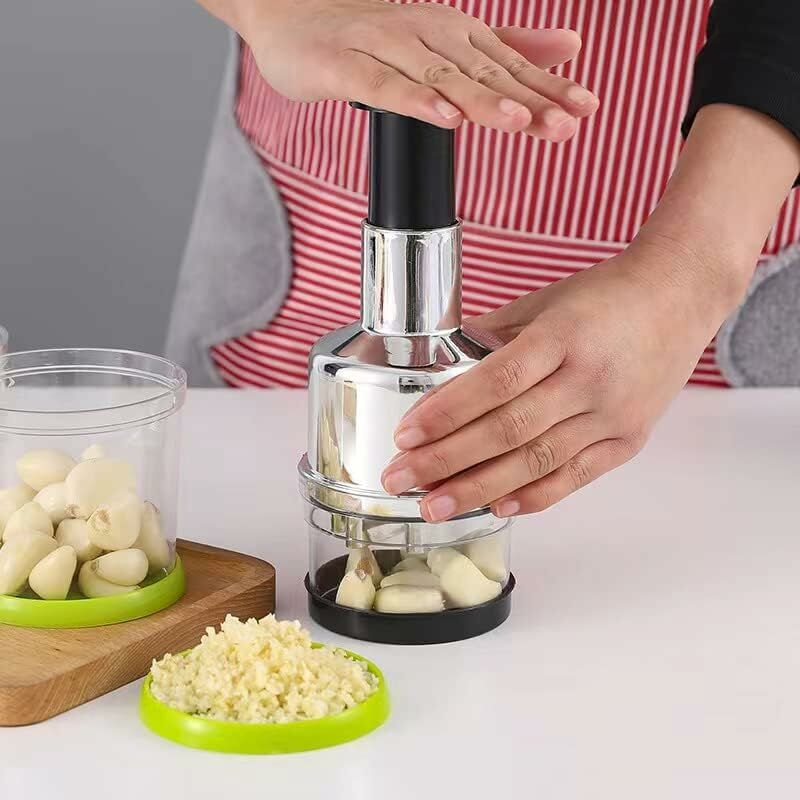 Garlic And Onion Chopper, Stainless Steel Manual Vegetable Chopper, Manual Garlic Press For Ginger, Chili, Salad, - Image 3
