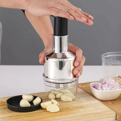 Garlic And Onion Chopper, Stainless Steel Manual Vegetable Chopper, Manual Garlic Press For Ginger, Chili, Salad, - Image 4