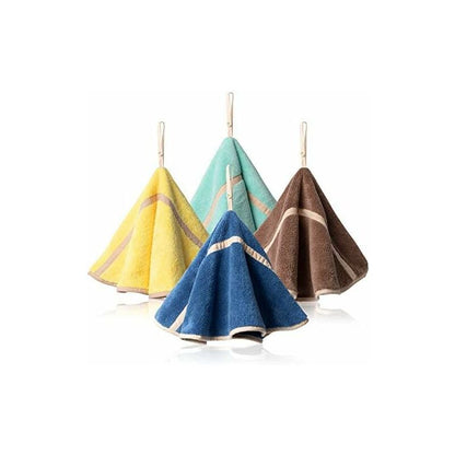 4 Pack Hanging Hand Towels With Hanging Loop Absorbent Coral Fleece Bathroom Towels Soft Thick ROund Hand Towels (4