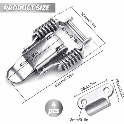4 pcs Stainless Steel Spring Loaded Lever Latch Tension Lock Toggle Latch Tension Lock Box Lock For Suitcase Drawer - Image 2