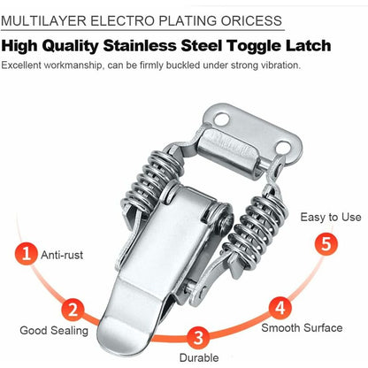 4 pcs Stainless Steel Spring Loaded Lever Latch Tension Lock Toggle Latch Tension Lock Box Lock For Suitcase Drawer - Image 3