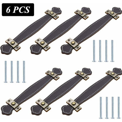 Leather Handle 6 Pieces Leather Handles For Furniture Leather Door Handle Leather Drawer Handles Cabinet Handle For - Image 3