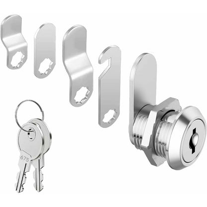16Mm Cylinder Security Mailbox Lock With 5 Different Lock Plates And 2 Keys, Cabinet Cam Lock, Locker, Toolbox, Filing