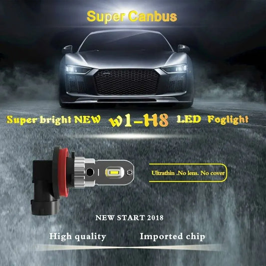 H11 H8 H9 H16 LED Fog Light Bulb, Pure White 6000K, Error Free Odb 12W 1200Lm LED DAytime Running Lights For Vehicle - Image 2