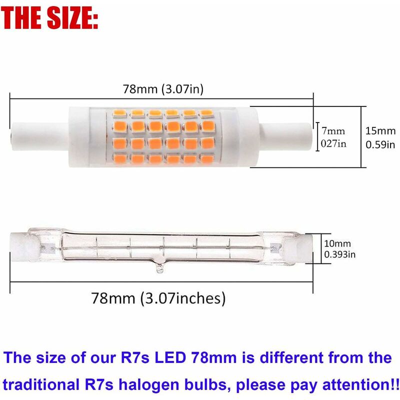 R7S LED 78Mm Dimmable Warm White 2700K 5W J78 LED Lamp 450Lm Replaces 50W Halogen Lamp Illuminant 230V 83 Ra, Pack Of 2 - Image 2