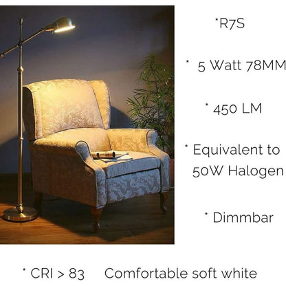 R7S LED 78Mm Dimmable Warm White 2700K 5W J78 LED Lamp 450Lm Replaces 50W Halogen Lamp Illuminant 230V 83 Ra, Pack Of 2 - Image 4