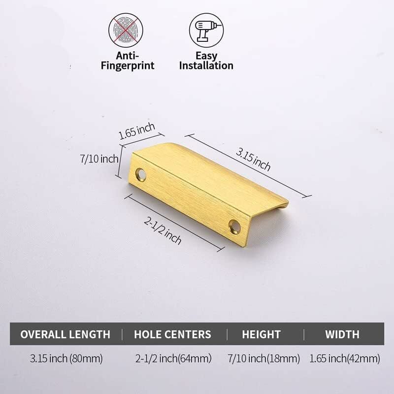 Invisible Gold Handle, 10 Pieces Gold Handle Gold Furniture Handle Invisible Furniture Handle Center Distance 64Mm - Image 2