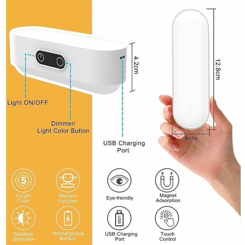 LED Closet Light Dimmable Rechargeable 2000Mah Wireless, LED Strip Light With 5 Lighting Colors For Wardrobe Cupboard - Image 4