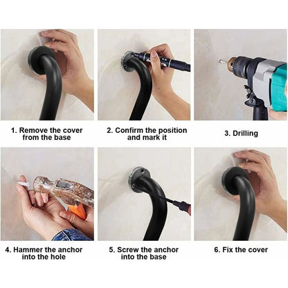 Toilet Grab Bar Stainless Steel Bathtub Handle Wall Mounted Towel Rack Bathroom Bathtub Handle, Black (40Cm) - Image 4