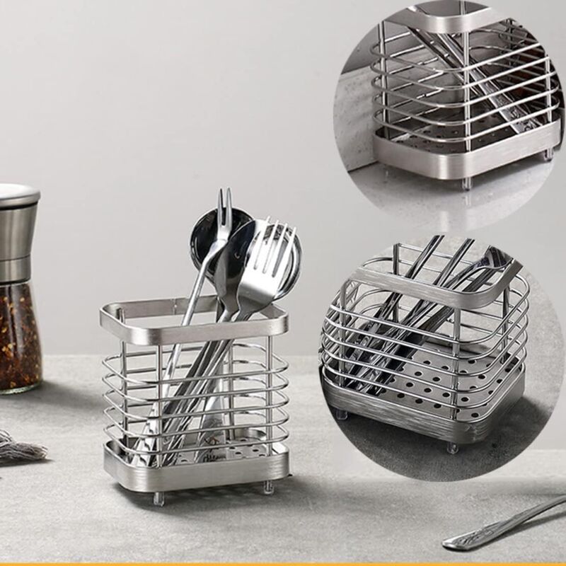 Cutlery Storage Drainer, Basket Holder For Knives, Forks, Spoons, Kitchen Utensils Cutlery Holder Stainless Steel, - Image 2