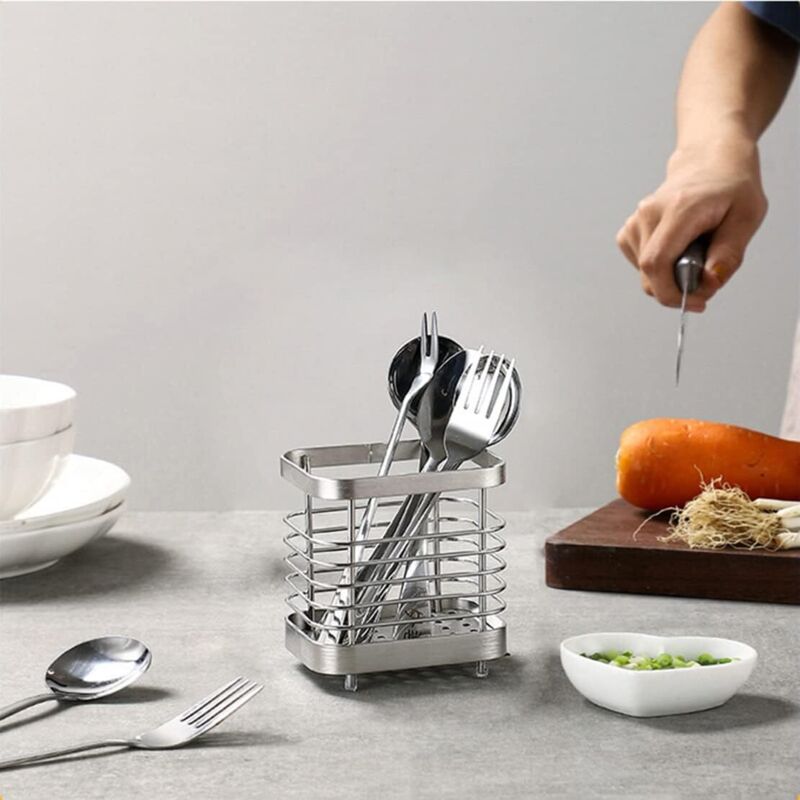 Cutlery Storage Drainer, Basket Holder For Knives, Forks, Spoons, Kitchen Utensils Cutlery Holder Stainless Steel, - Image 3