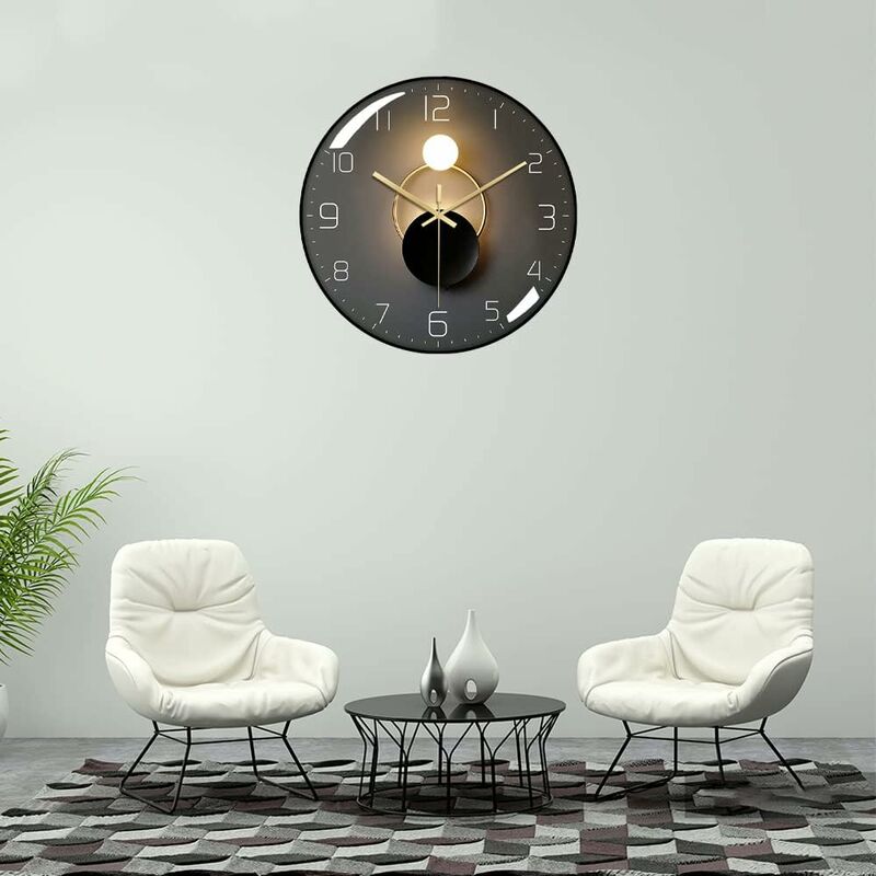 Modern Silent Wall Clock, 30Cm Diameter Wall Clock, ROund Digital Quartz Wall Clock, Suitable For Living ROom, Office, - Image 3
