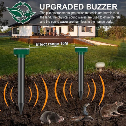 2 Pack Solar Rat Repellent Stakes - Ultrasonic Rat Repellent - Solar Rat Repellent For Snakes, Voles, Other Animals - Image 4