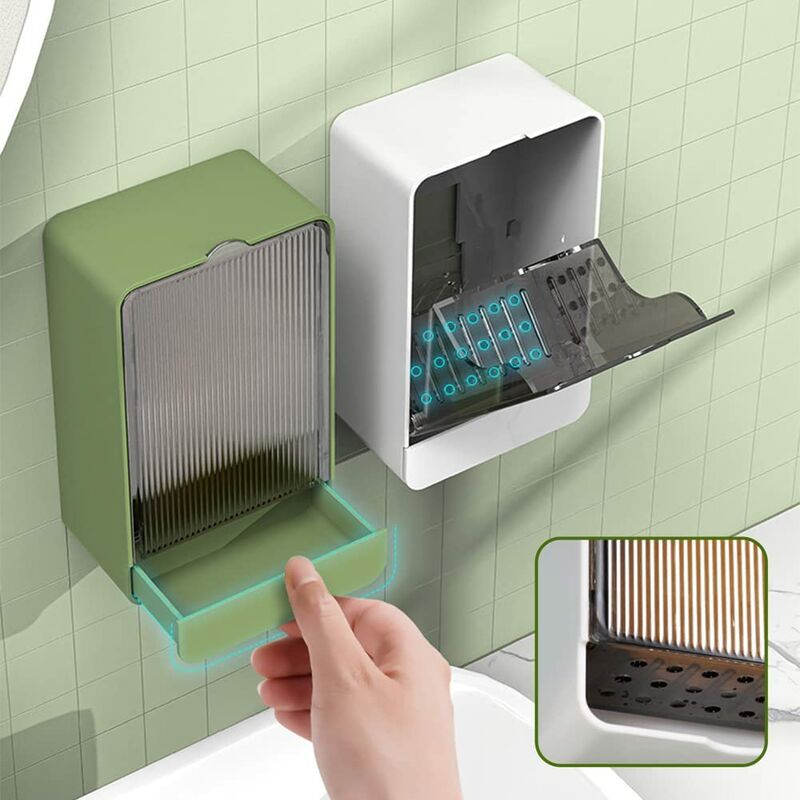 Soap Dish With Lid, Wall Mounted Soap Box, No Drilling Soap Holder, Removable Drain Tray For Sink, Shower, Bathroom, - Image 3