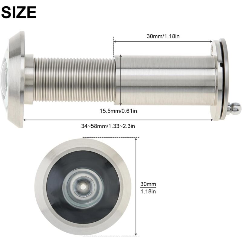 Door Viewer, Brass 200 Degree Peephole With 16Mm Drill Bit, 16Mm Pipe Diameter For 35-55Mm Doors (Stained Nickel) - Image 2
