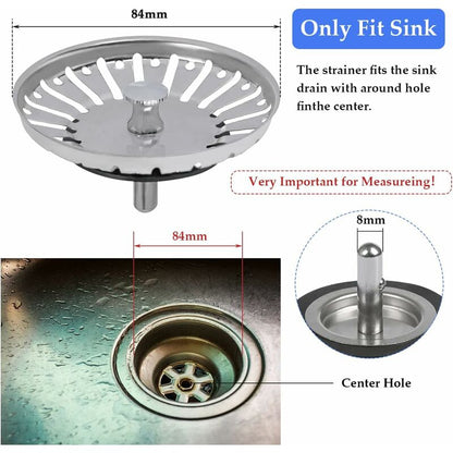 2 Pack Sink Strainer Plug, 84Mm Sink Drain Plug Replacement, Stainless Steel Sink Filter Stopper For Kitchen Or - Image 2