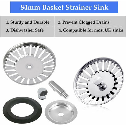2 Pack Sink Strainer Plug, 84Mm Sink Drain Plug Replacement, Stainless Steel Sink Filter Stopper For Kitchen Or - Image 4